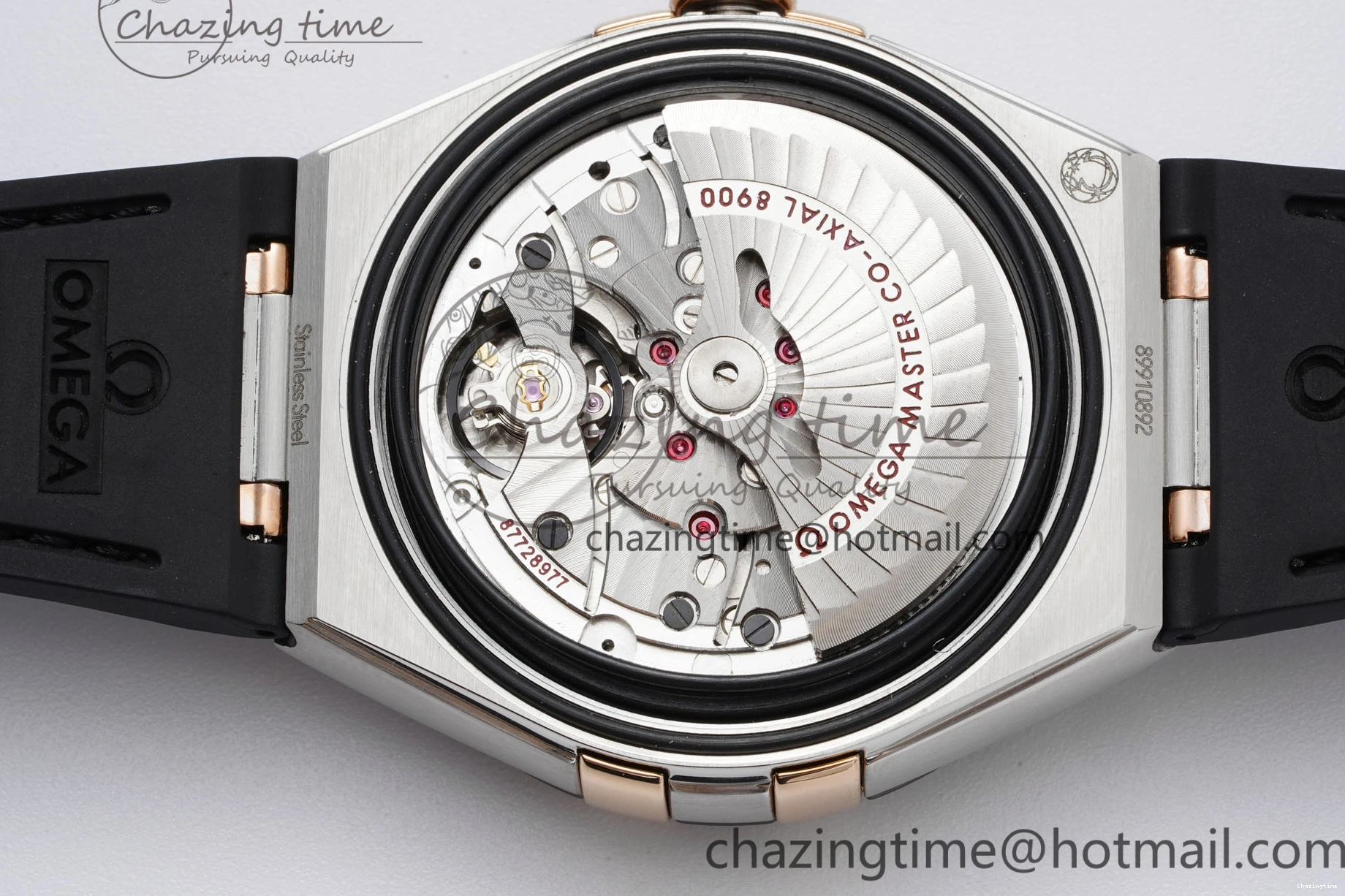 0211 Constellation Black Ceramic SS RG 8F 1:1 Best Edition White Textured Dial on Black Gummy Strap A Sustainable 7804